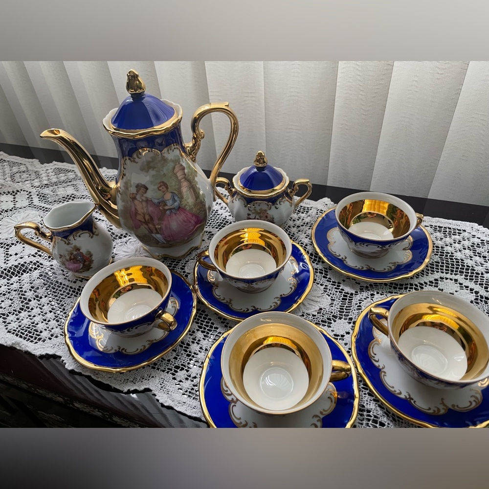 New Vintage Western Germany Tirschenreuth 15 piece Demi-tasse tea set